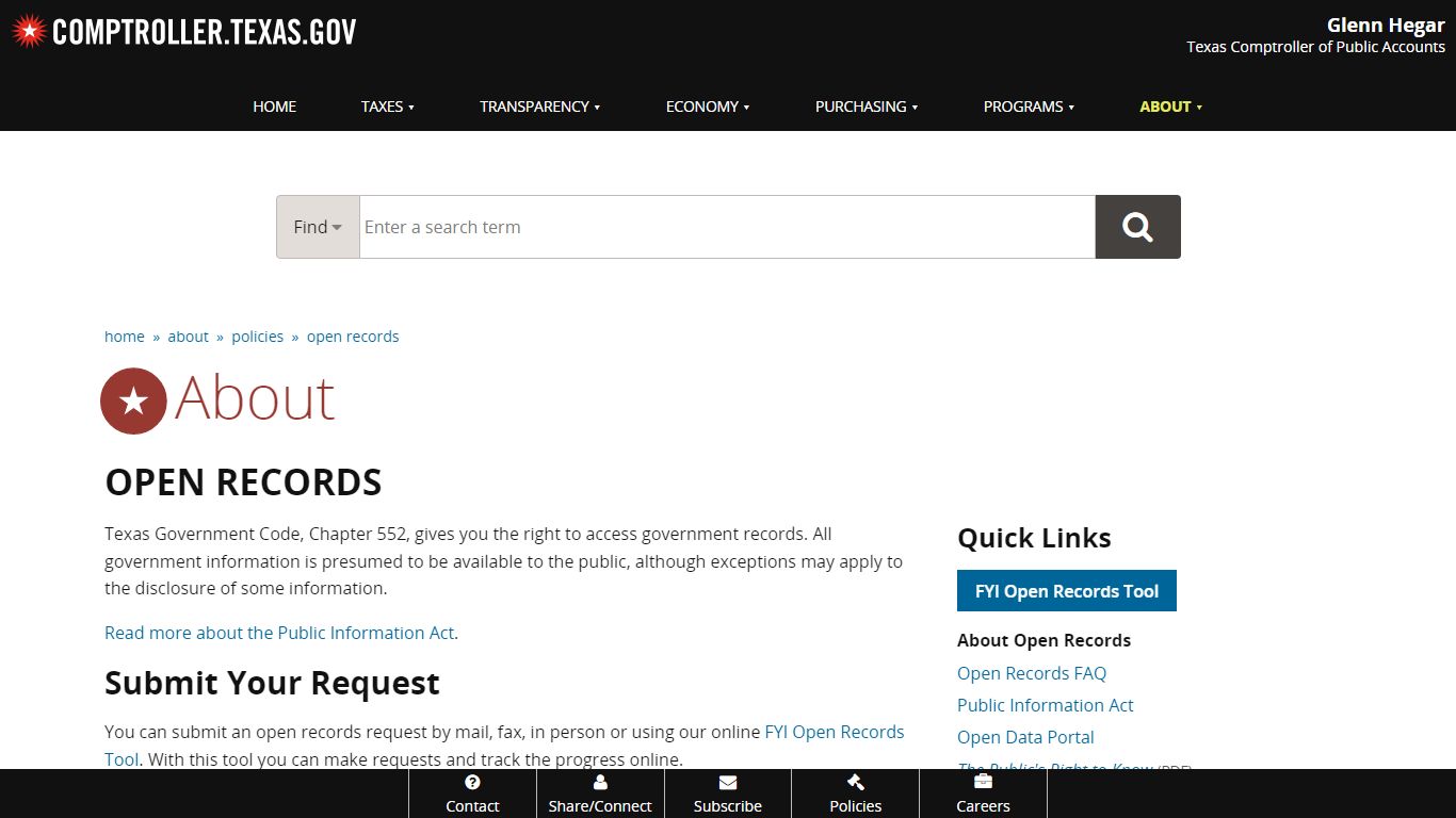 Open Records - Texas Comptroller of Public Accounts