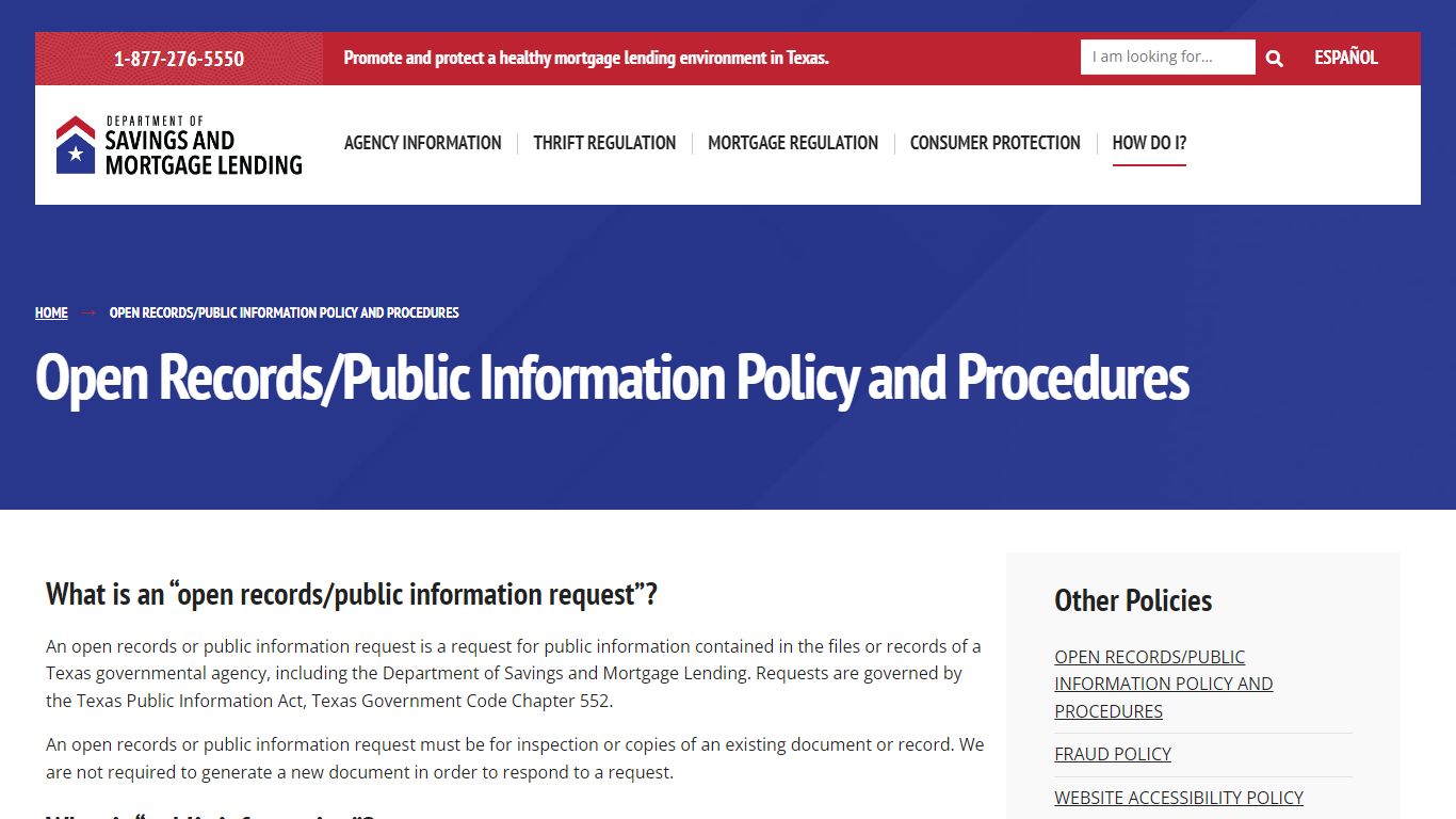 Open Records/Public Information Policy and Procedures