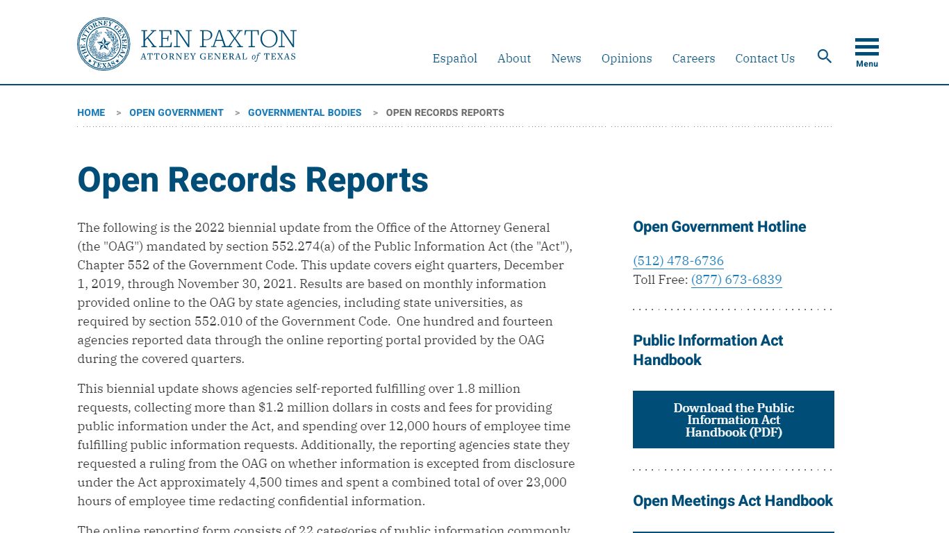 Open Records Reports | Office of the Attorney General